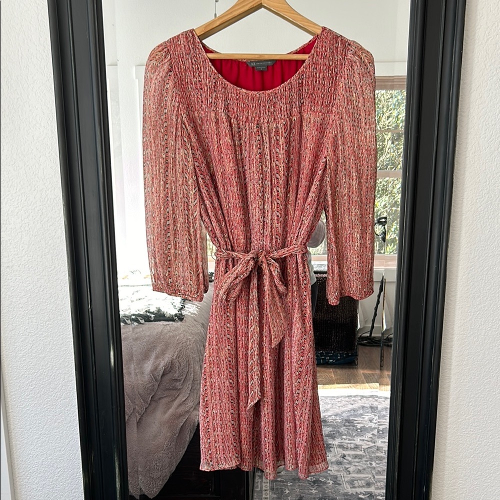 Elegant Red Patterned Women's Dress